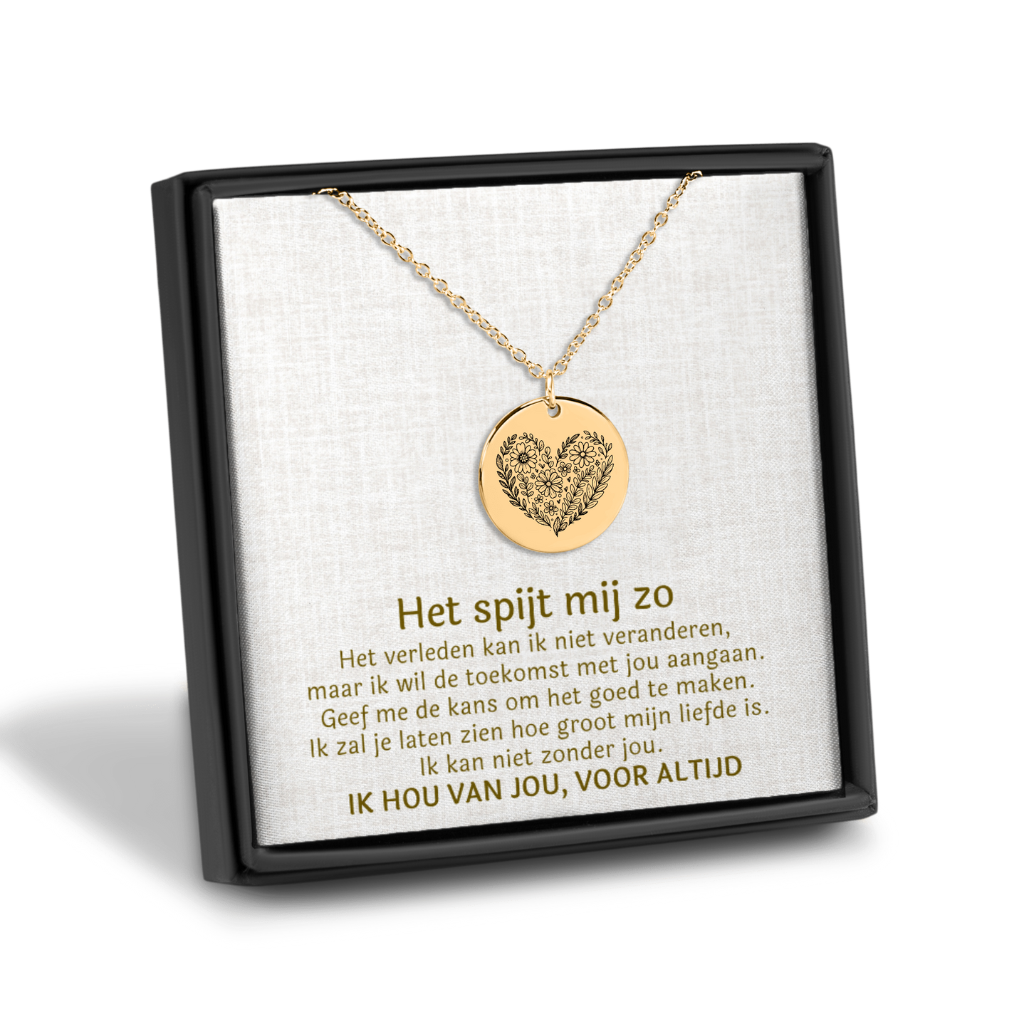 Spijt - Kan niet zonder jou - Gegraveerde Ketting Hartje