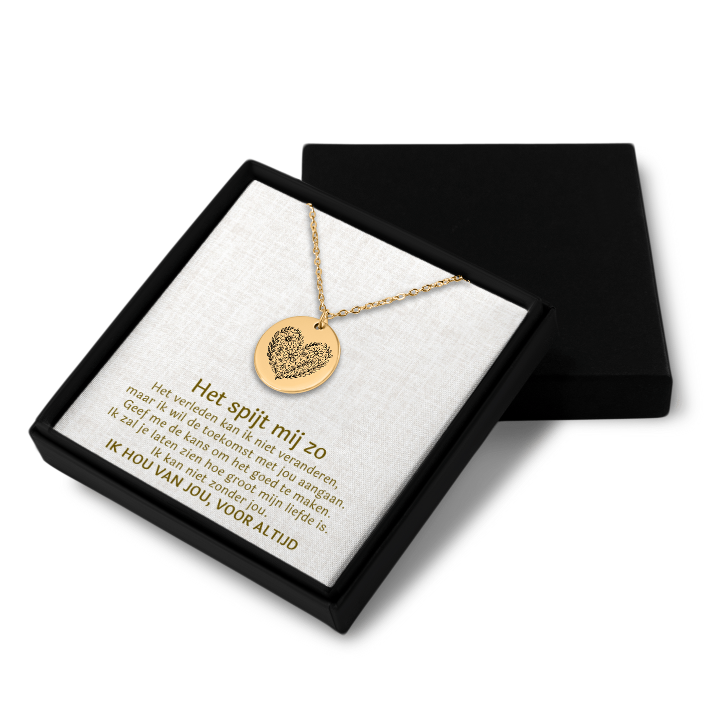 Spijt - Kan niet zonder jou - Gegraveerde Ketting Hartje