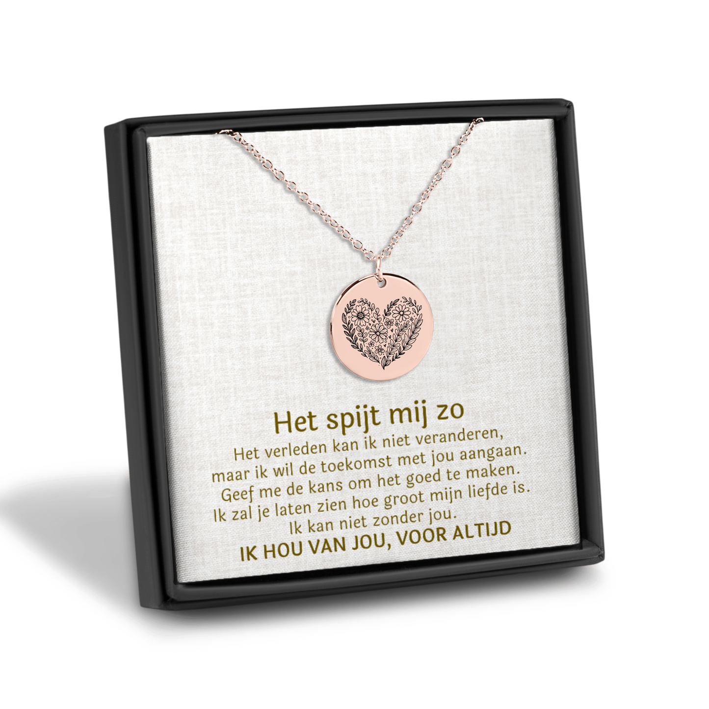 Spijt - Kan niet zonder jou - Gegraveerde Ketting Hartje