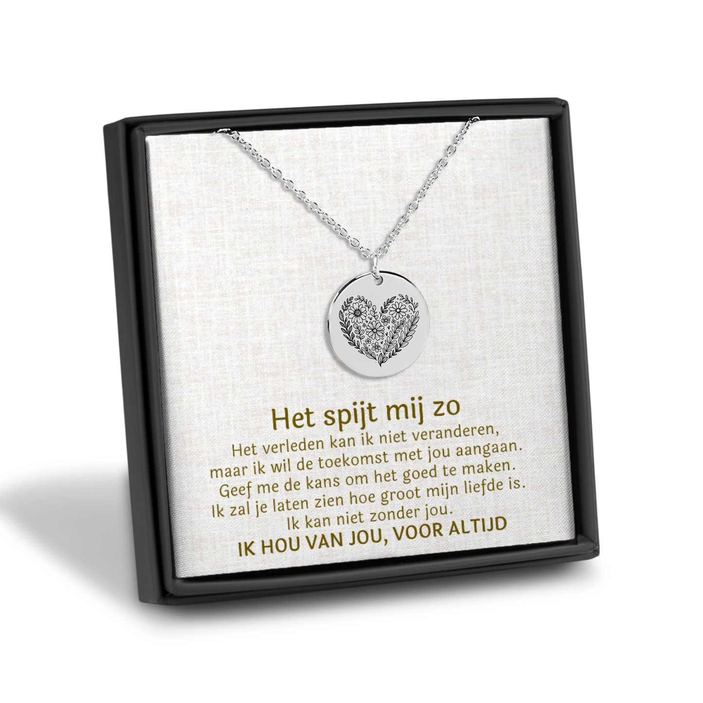 Spijt - Kan niet zonder jou - Gegraveerde Ketting Hartje