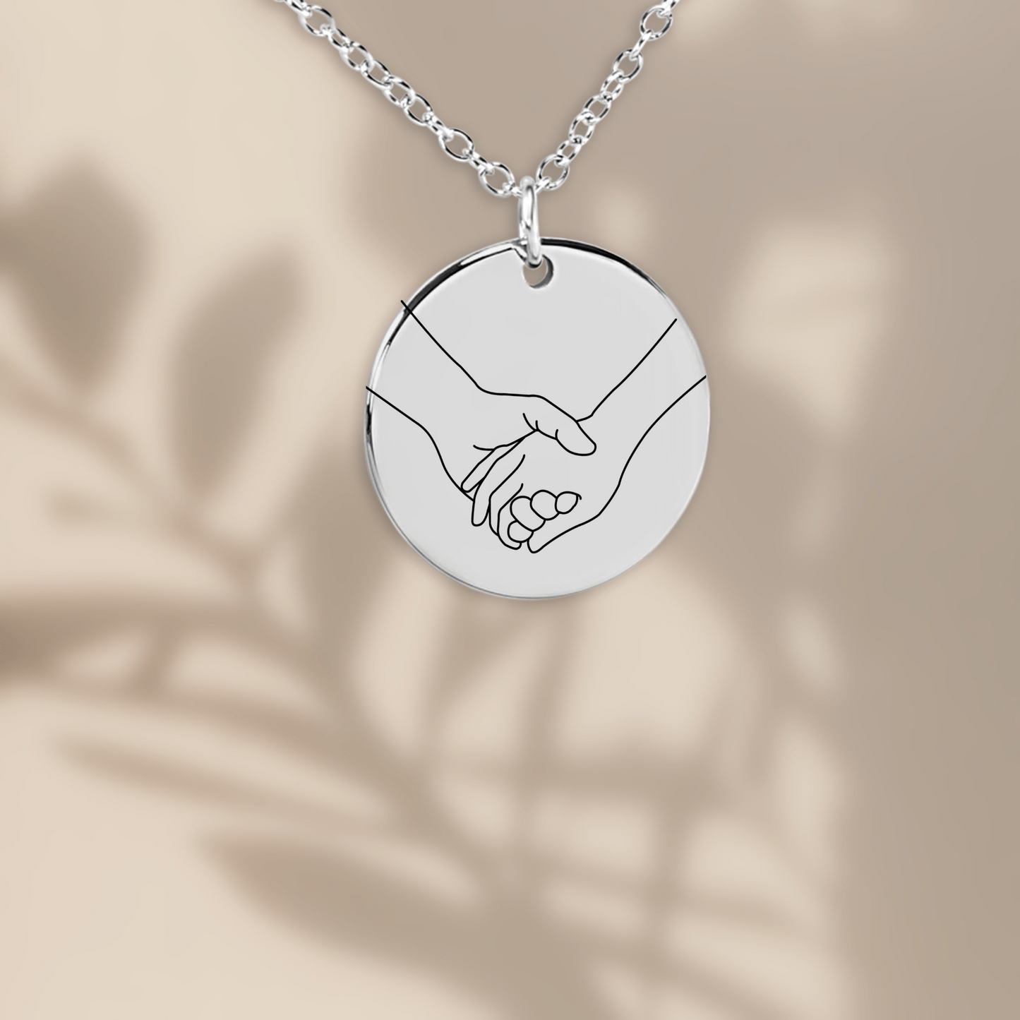 Vrouw van mijn Leven - Handen - Gegraveerde Ronde Hanger Ketting