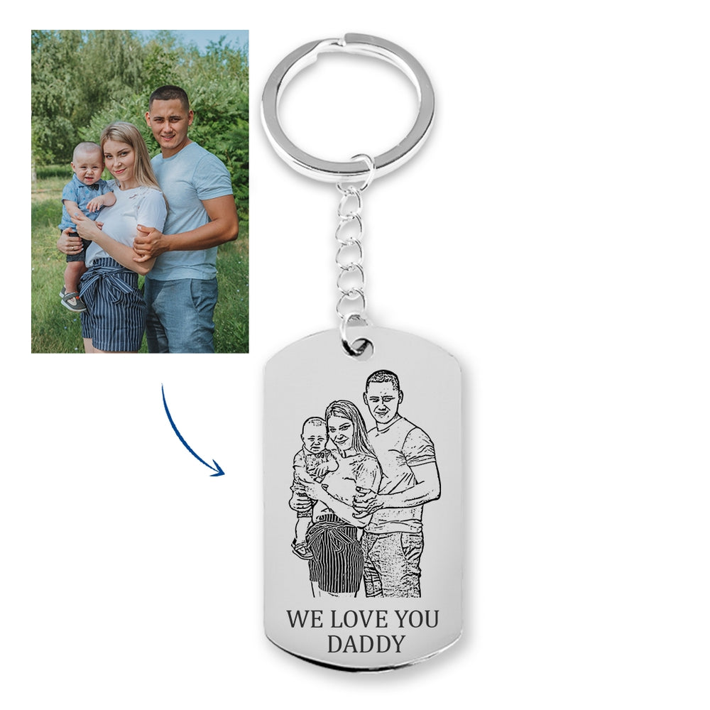 Familieportret - Gepersonaliseerde Sleutelhanger