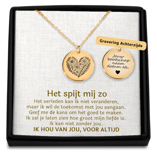 Spijt - Kan niet zonder jou - Gegraveerde Ketting Hartje