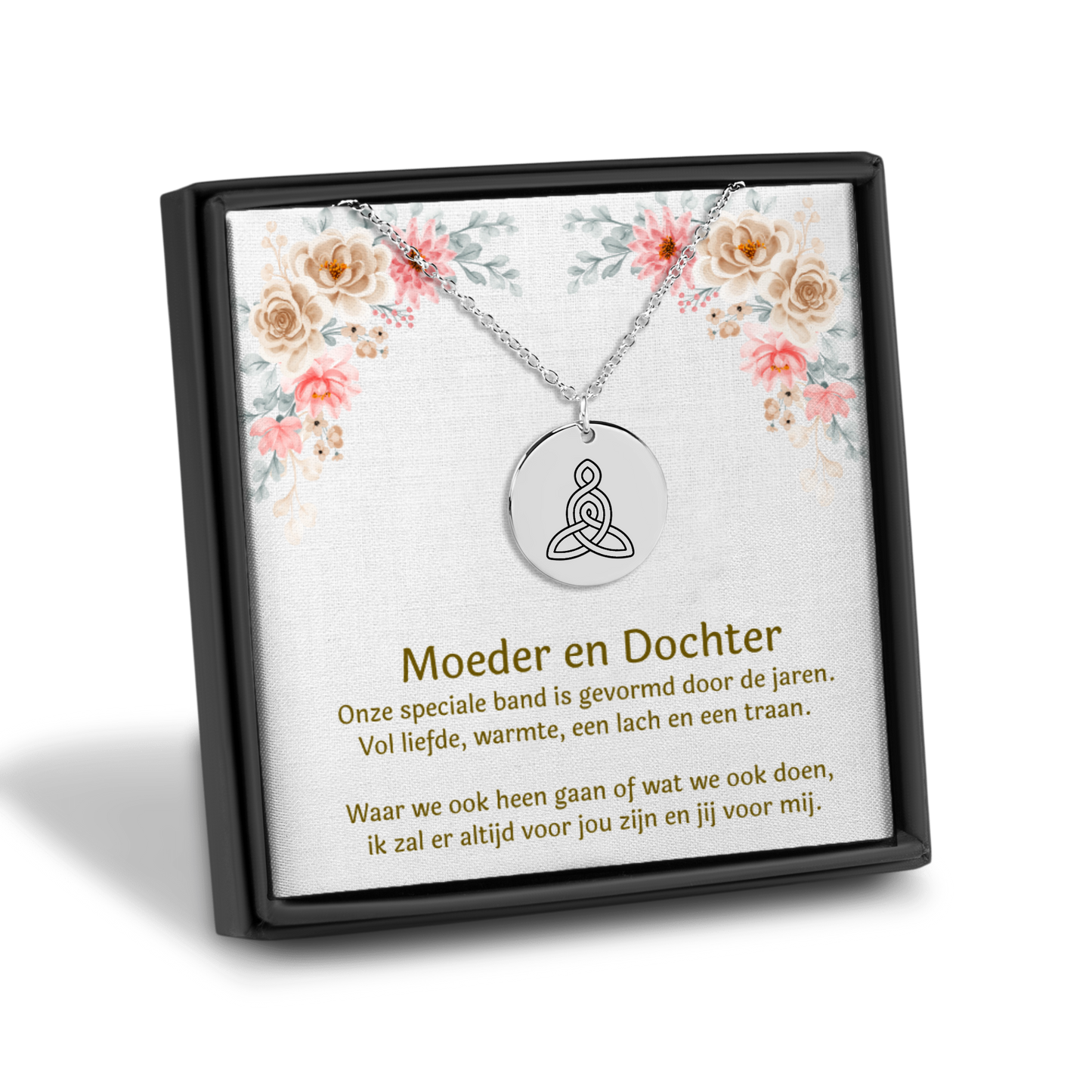 Moeder en Dochter - Keltisch Symbool - Speciale band - Gegraveerde Ketting