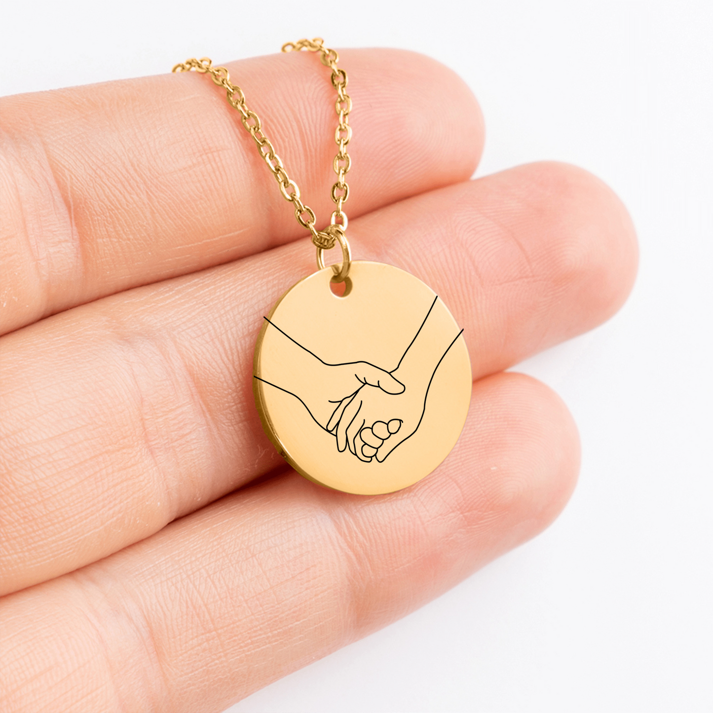 Vrouw van mijn Leven - Handen - Gegraveerde Ronde Hanger Ketting