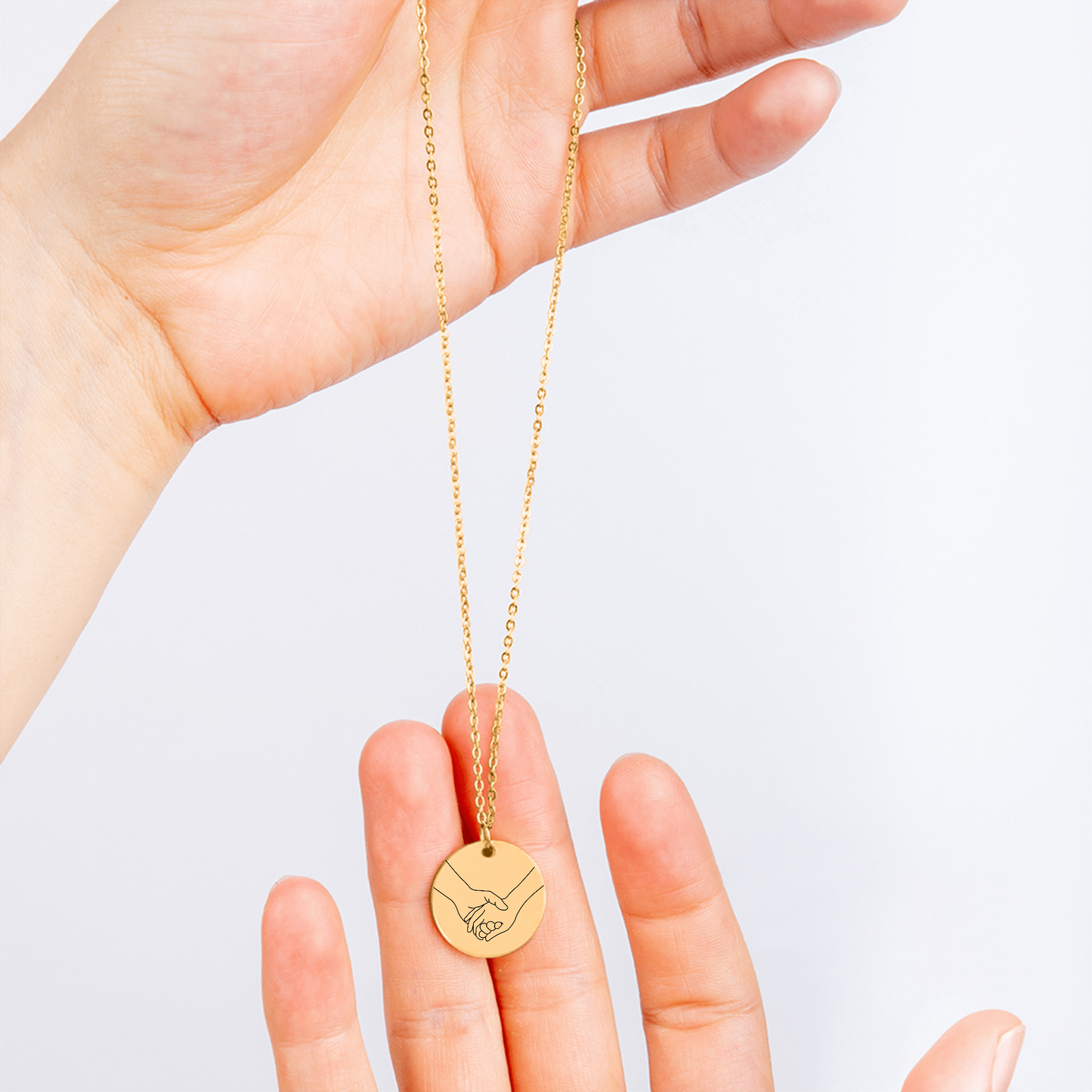 Vrouw van mijn Leven - Handen - Gegraveerde Ronde Hanger Ketting