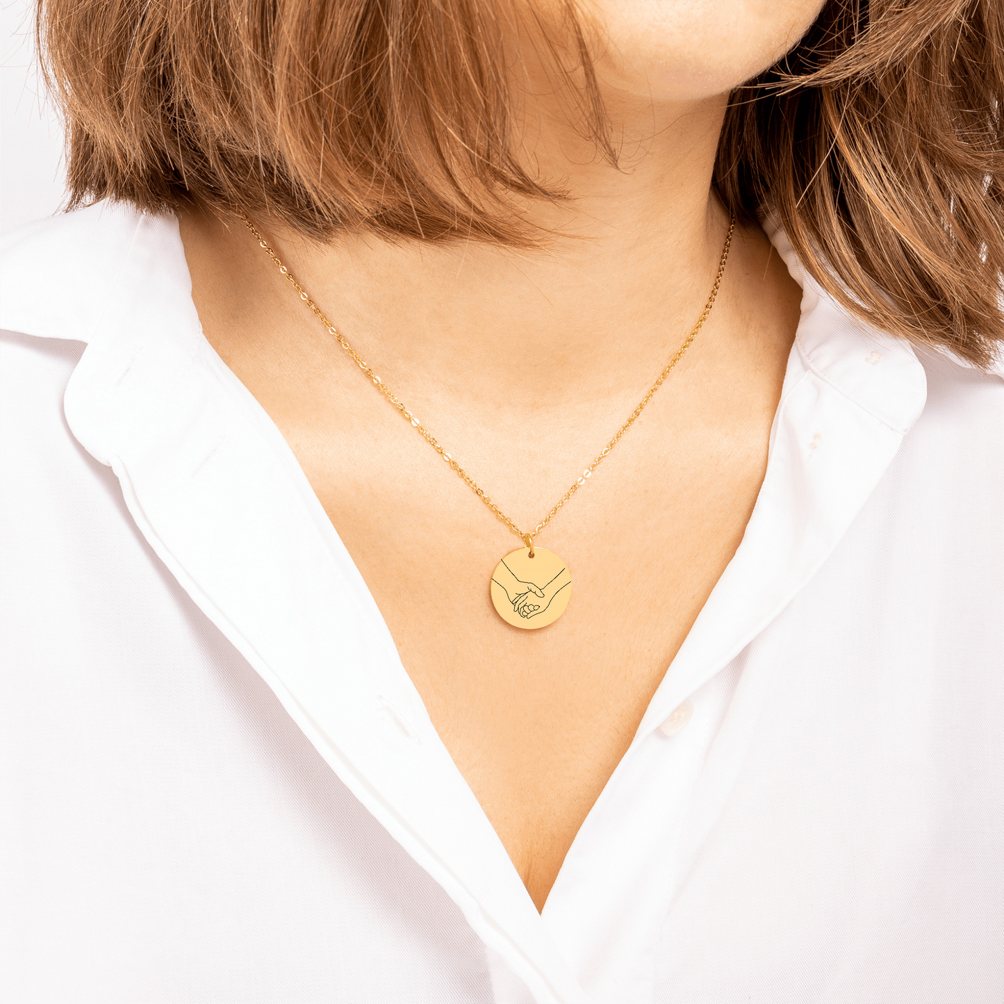 Vrouw van mijn Leven - Handen - Gegraveerde Ronde Hanger Ketting