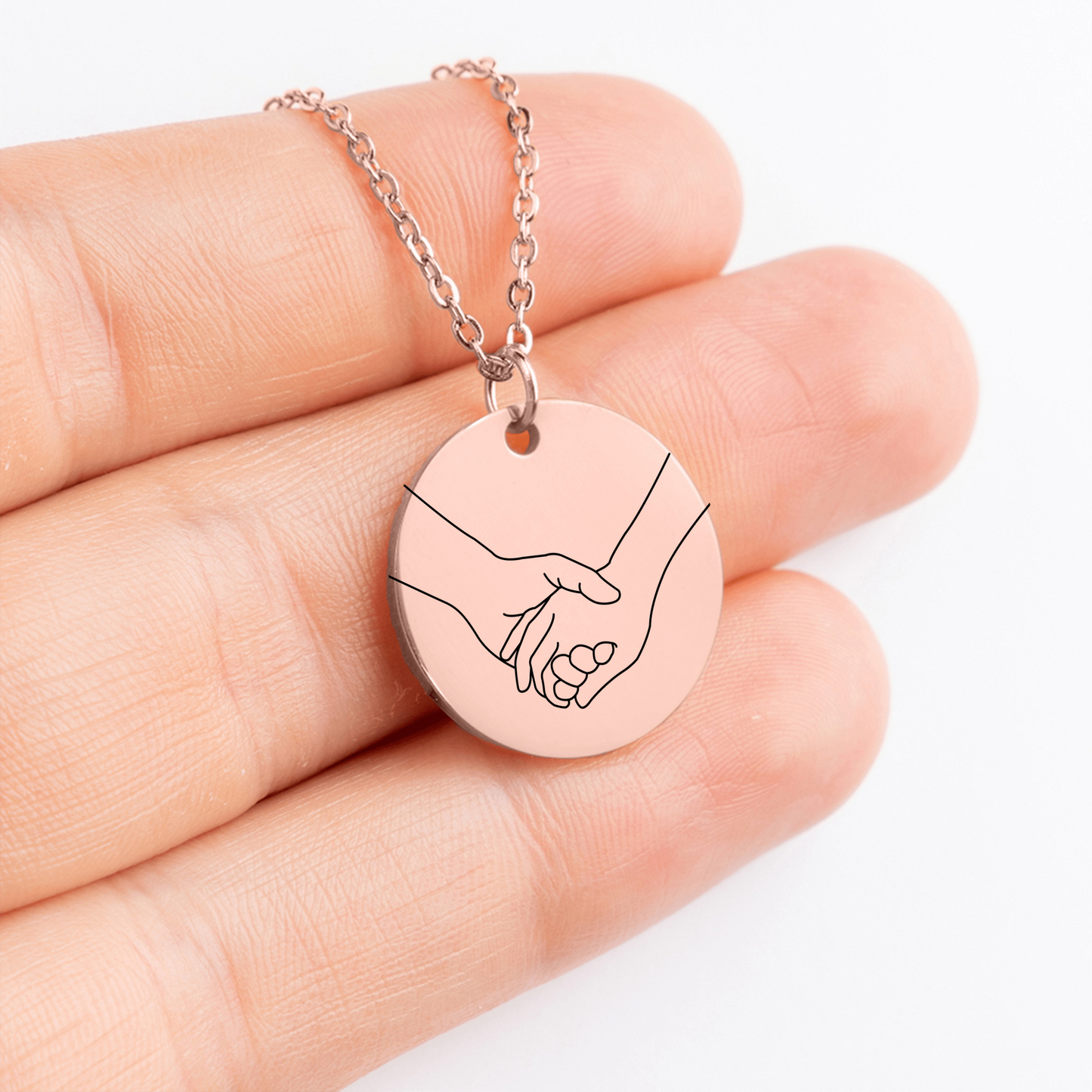 Vrouw van mijn Leven - Handen - Gegraveerde Ronde Hanger Ketting