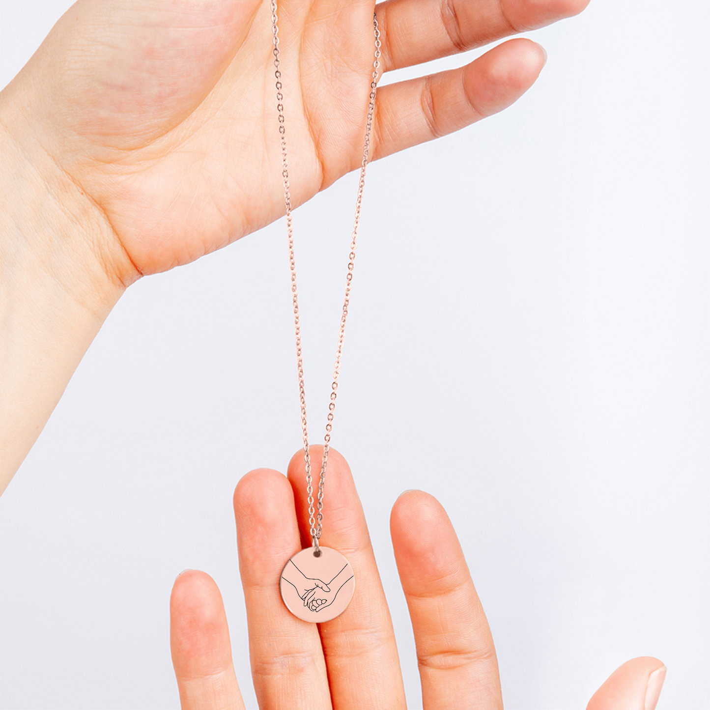 Vrouw van mijn Leven - Handen - Gegraveerde Ronde Hanger Ketting