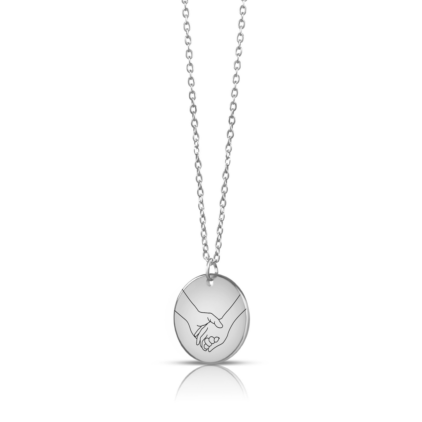 Vrouw van mijn Leven - Handen - Gegraveerde Ronde Hanger Ketting