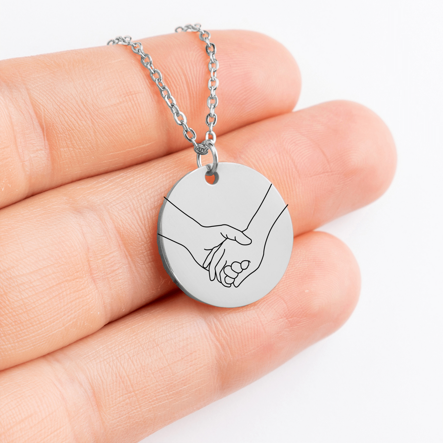 Vrouw van mijn Leven - Handen - Gegraveerde Ronde Hanger Ketting
