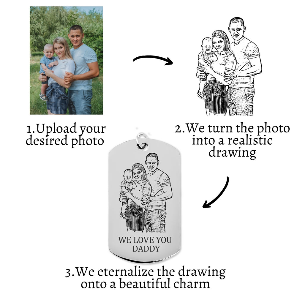 Familieportret - Gepersonaliseerde Sleutelhanger